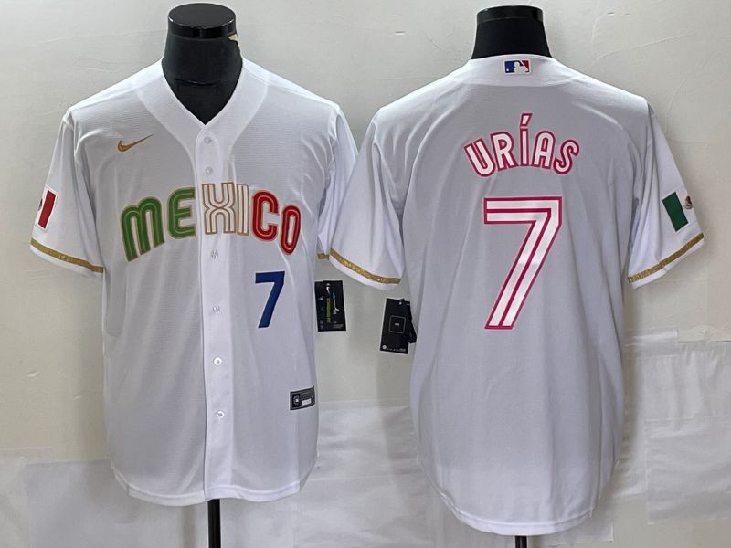 Men 2023 World Cub Mexico 7 Urias White Nike MLB Jersey style 24